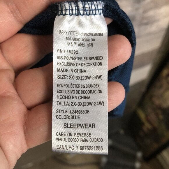 Harry Potter Nightgown Blue Pajama Graphic Lightening Bolts HP Logo 2x-3x soft - Picture 6 of 8